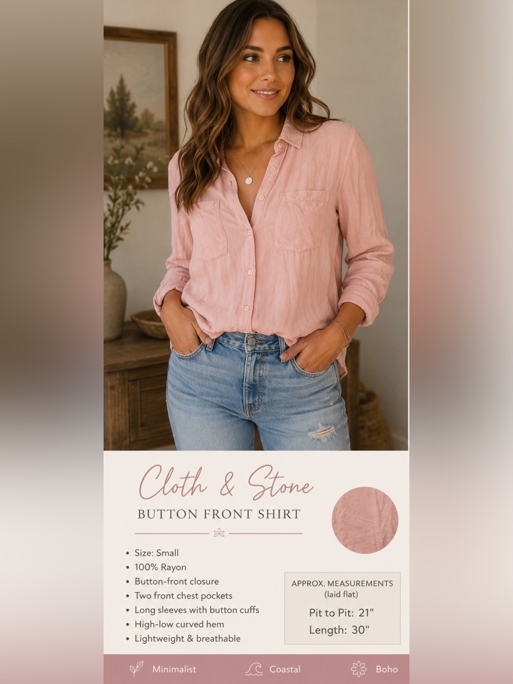 cloth & stone Dusty Blush Button-Front Shirt